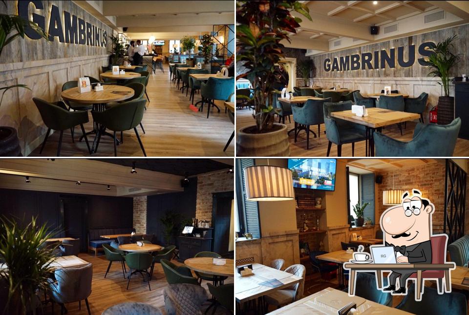 Посмотрите на внутренний интерьер "Гамбринус"