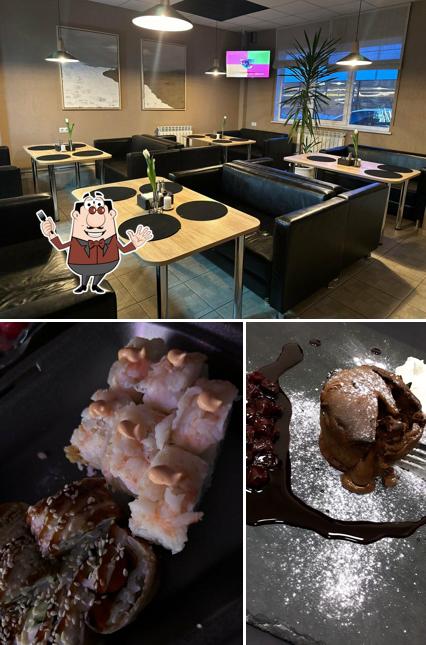 Фотография, на которой видны еда и внутреннее оформление в Рестофуд