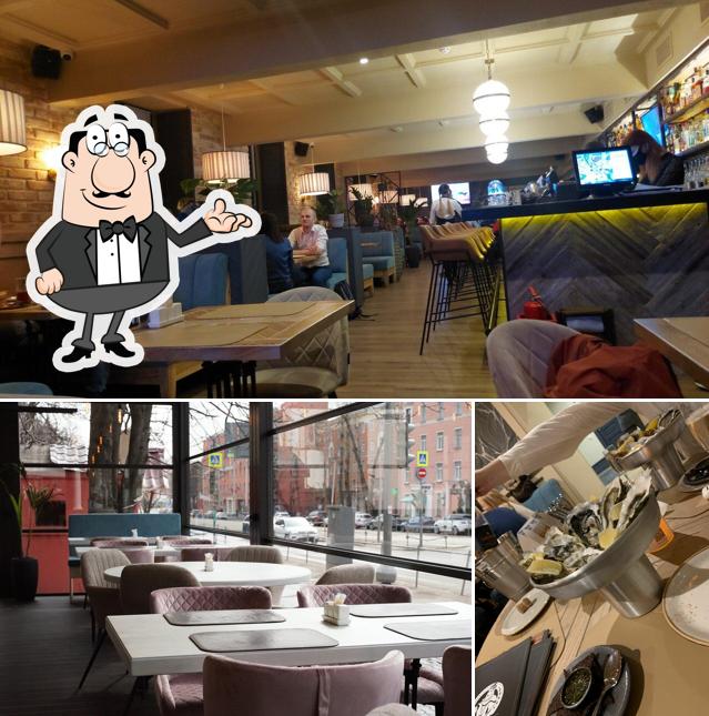 Внутреннее оформление и морепродукты в Гамбринус