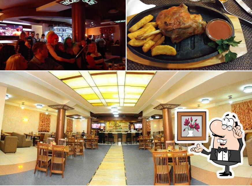 Это фото, где изображены внутреннее оформление и еда в Каледония