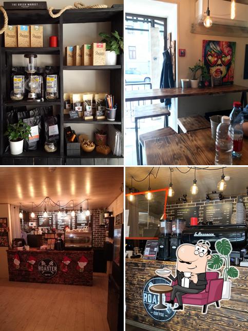 Посмотрите на внутренний интерьер "Roaster coffee"