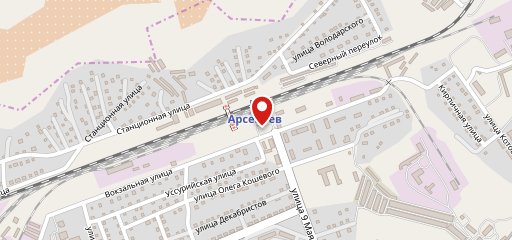 Арсеньев, железнодорожный вокзал на карте